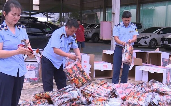 Thanh Hóa: Tiêu hủy hàng nghìn gói bim bim nhái thương hiệu 